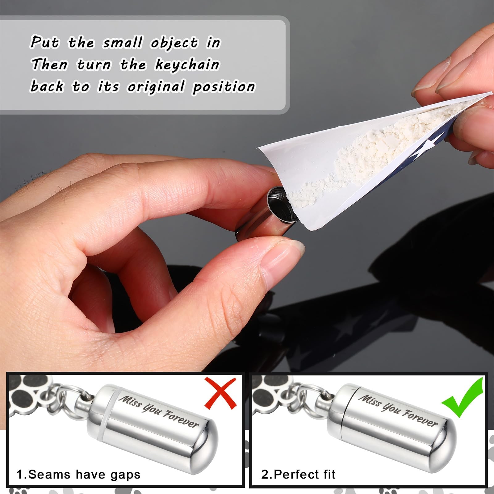 Kigeli 4 Pcs Pet Ashes Keepsake Keychain for Dog Pet Ashes Urn with 4 Pcs Fillin