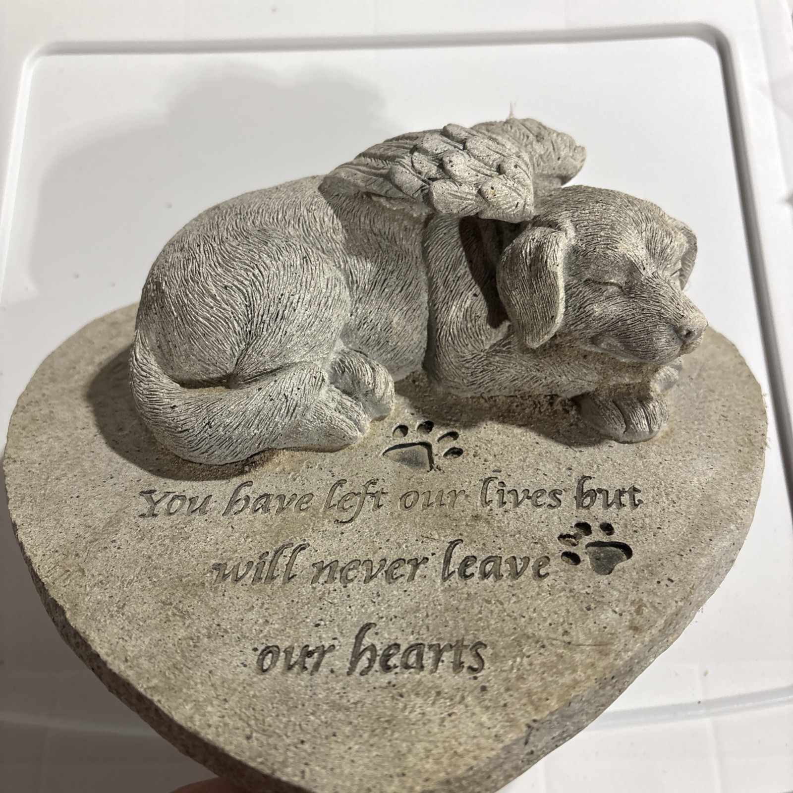 Statue of Dog Figurine in Memory of My Best Friend Sculpture on heart base