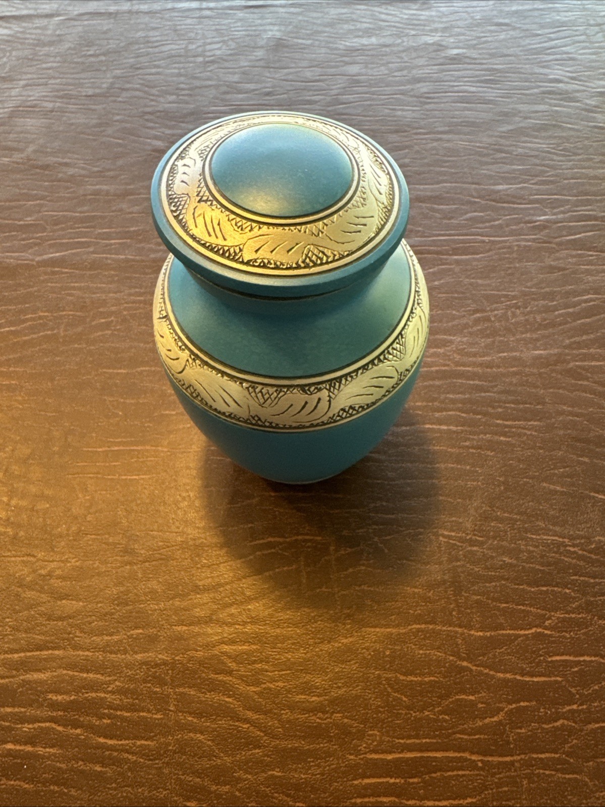 Silver Banded Blue Pet Urn For Dogs or Cats