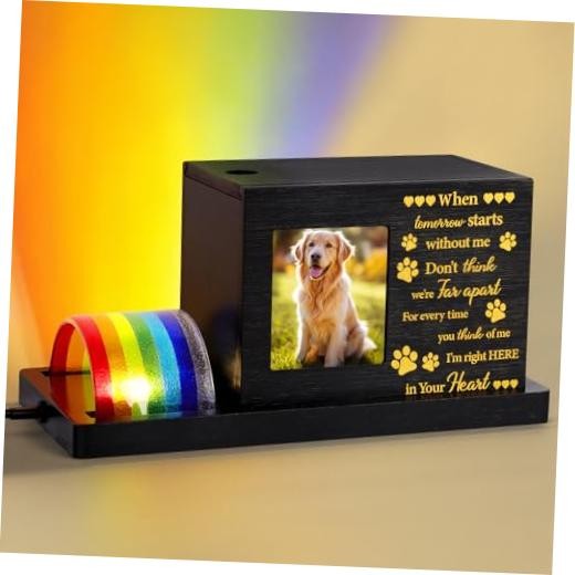 Rainbow Bridge Pet Memorial Gifts – LED Light Dog or Cat Urns for Ashes with