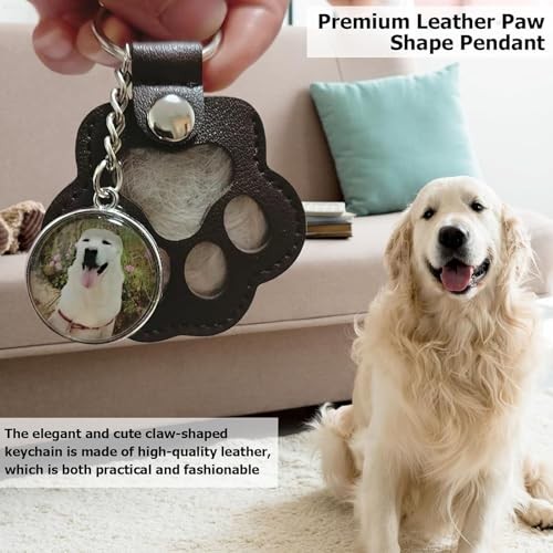 Pet Memorial Gifts for Cat Dog Cute Leather Paw Keychain Pet Hair Keepsake Pink
