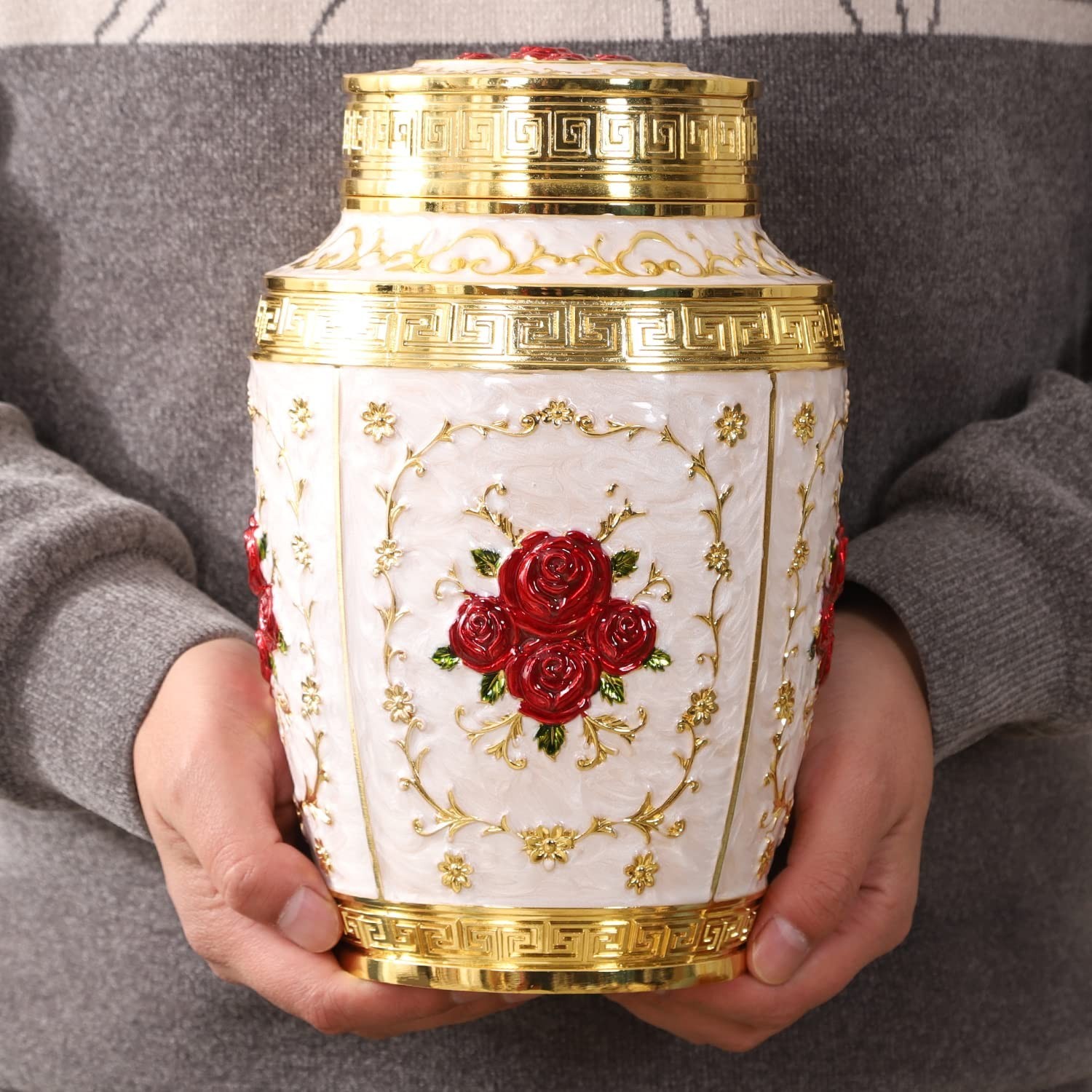 Urn for Human Ashes Adult Female – Rose Flower Cremation Urn Mom – Funeral Ur…
