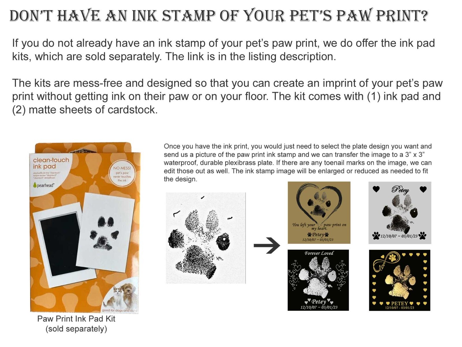 Custom Engraved Paw Print Plate, Your Pet’s Paw Print, Pet Loss Memorial Plaque