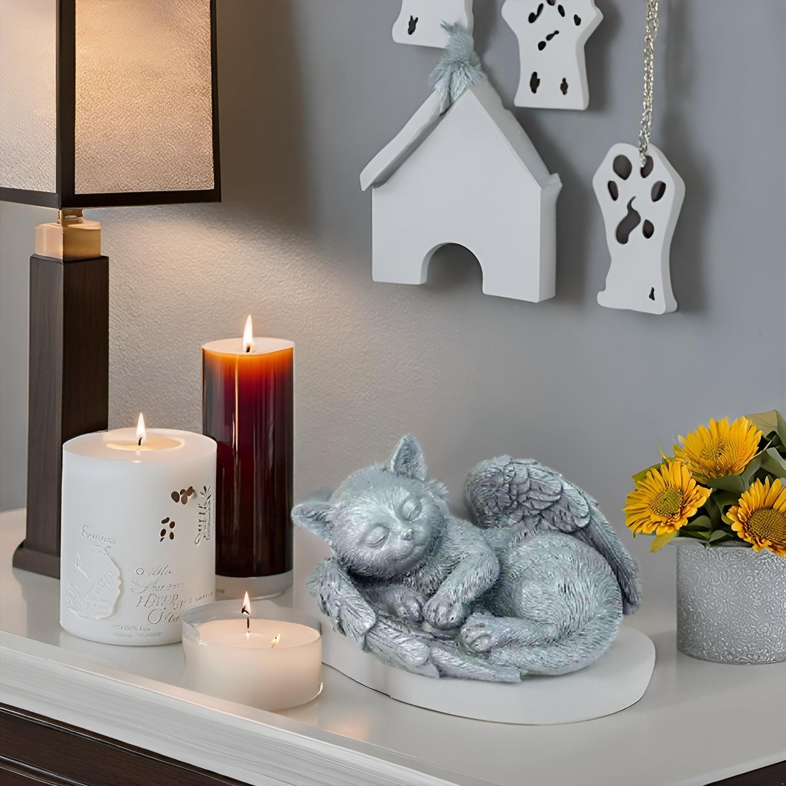 Small Cat Memorial Stone Commemorates Our Lost Fur BabyPeaceful Sleeping Angel