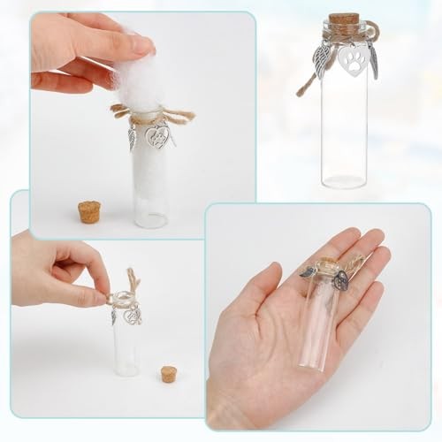 4pcs Pet Hair Keepsake Bottle – Mini Glass Vial for Dogs & Cats