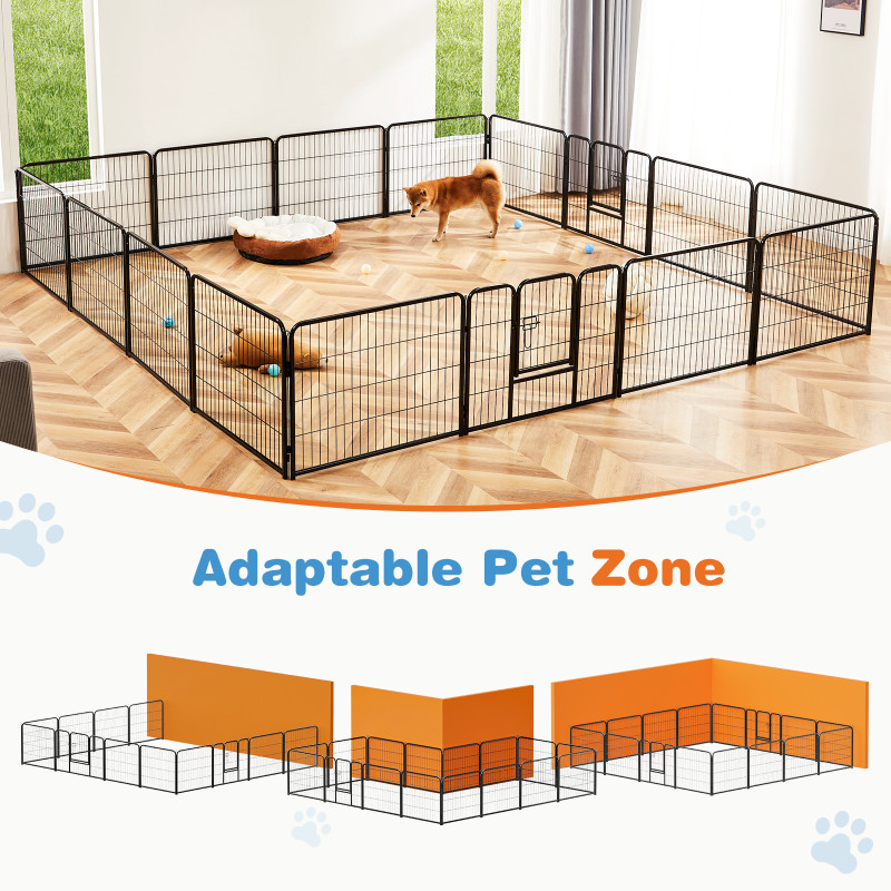 Dog Playpen Indoor Fence Height Metal Exercise Pen With Door Small Puppy Medium