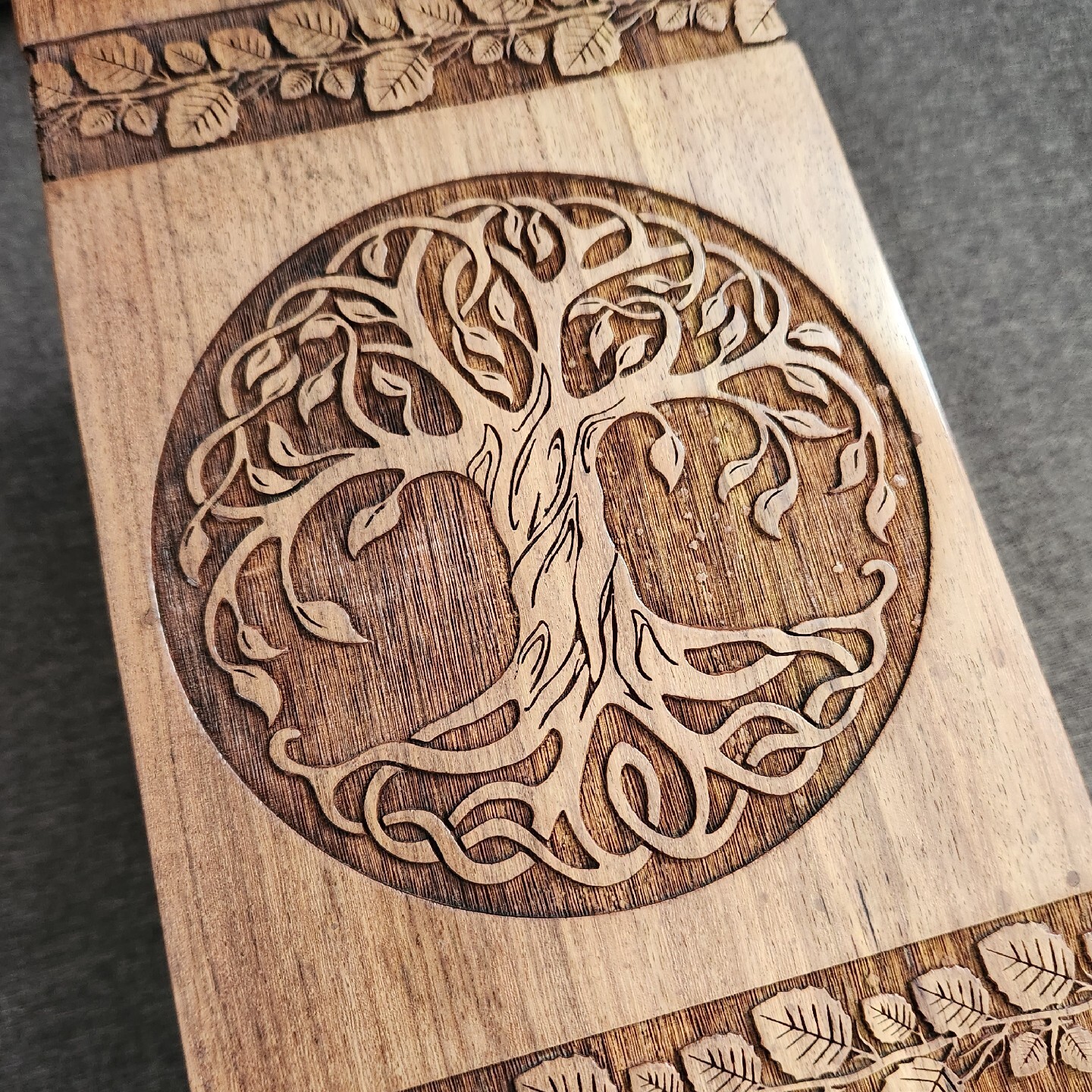 Handmade Rosewood Urn for Human Ashes Tree of Life Wooden Urns Hand-Crafted