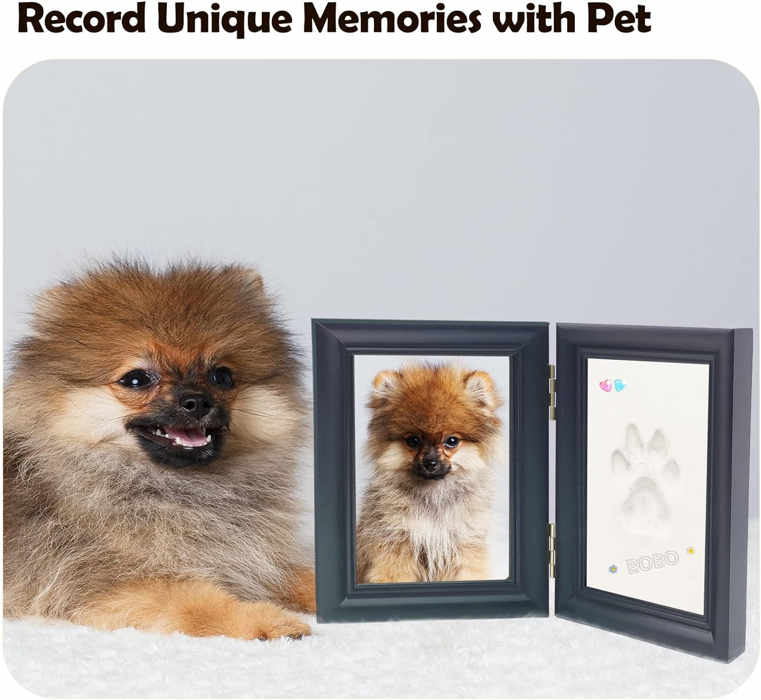 Dog or Cat Paw Print Kit with Trinkets,Pet Paw Print Impression Kit with 2 Clay,