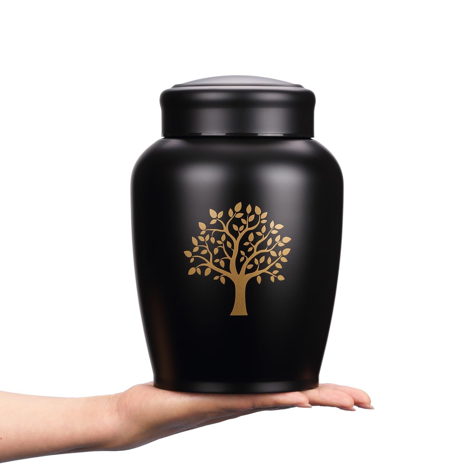 Large Black Urns for Ashes for Women Men,Tree of Life Cremation Metal Urn for…
