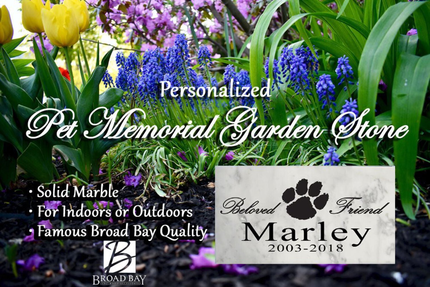 Dog Memorial Stone Grave Marker Personalized Name & Date