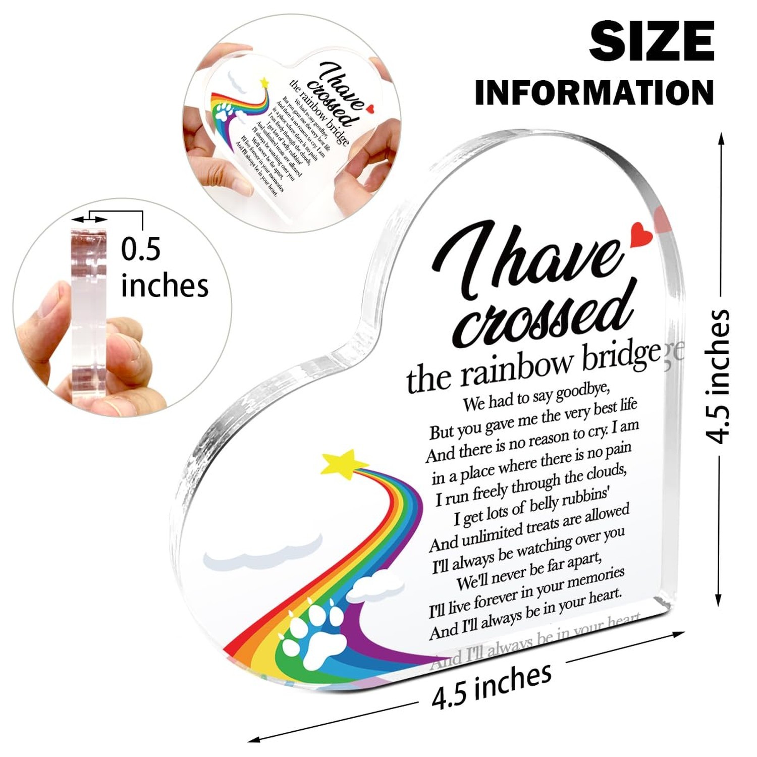 Rainbow Bridge Pet Loss Sympathy Gift Dogs Cats Memorial Acrylic Plaque,Loss …
