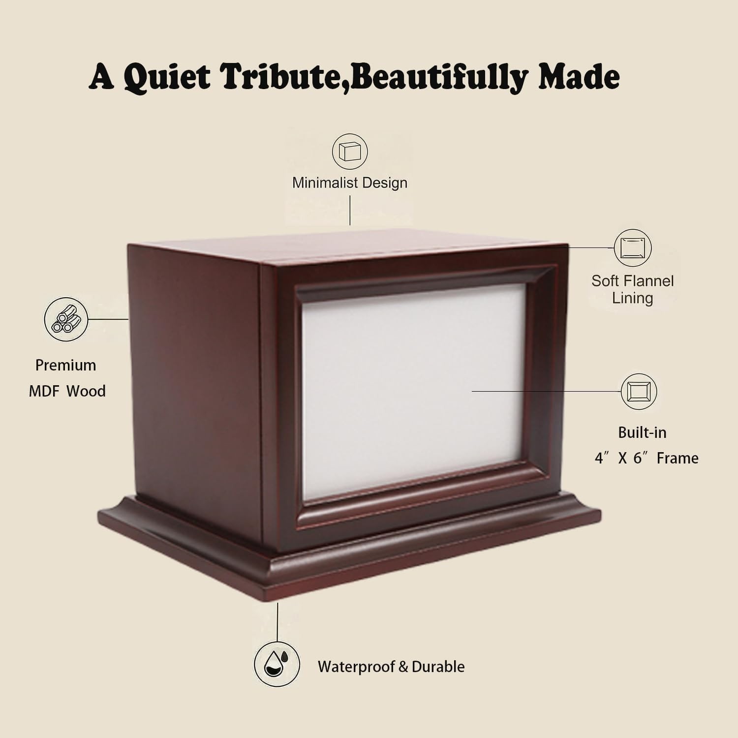 Elegant Wooden Pet Memorial Urn with Photo Frame for Small/Medium Pets