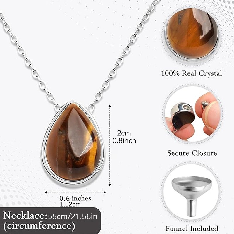 Pet Memorial Urn Necklace for Ashes | Teardrop Stone Cremation Jewelry Gift