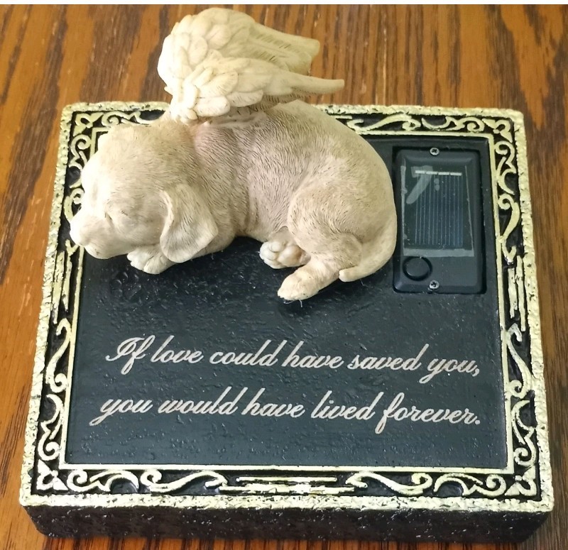 NEW Solar Light Dog Puppy Memorial Stone Tombstone Grave Maker Sympathy Loss
