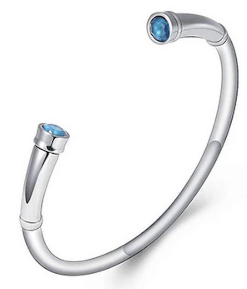 Jeweled Bangle with Crystal Stones – Light Sapphire Blue- 6″