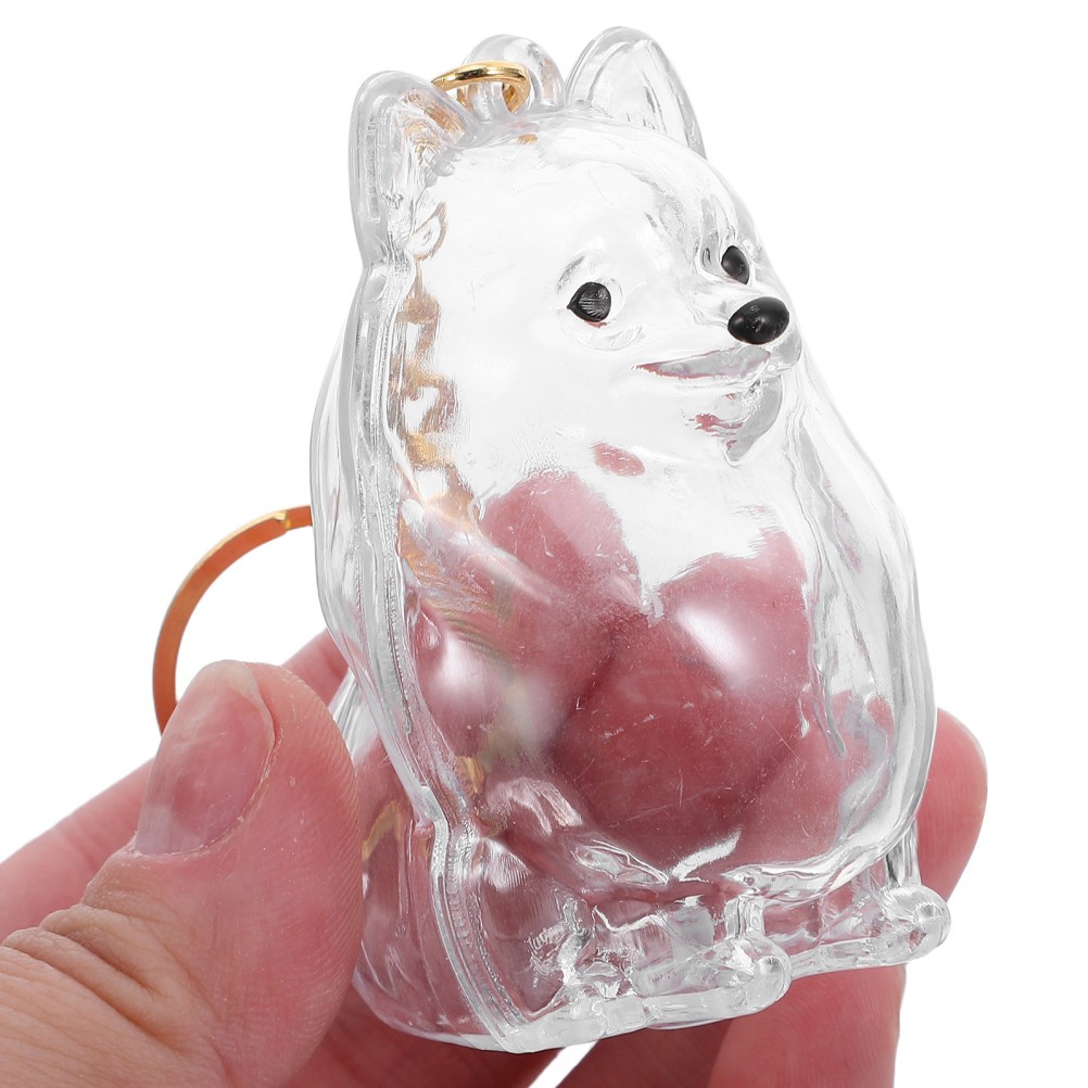 2 Pcs Dog Memorial Keychain Clear Plastic Pet Hair Collector Keyring Charms