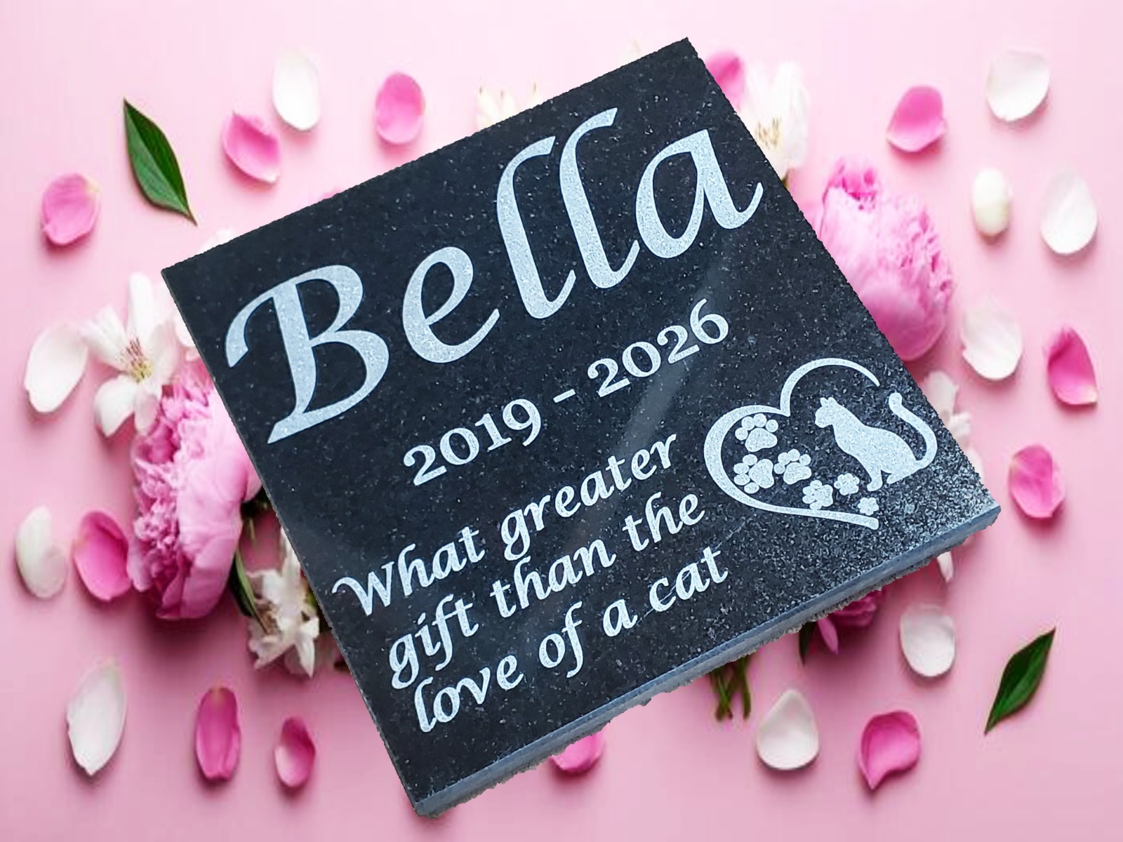 Cat Loss Grave Marker Headstone Garden Pet Memorial Burial Stone Plaque d11