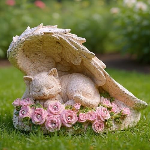 Cat Pet Memorial Stones Outdoor Statue, A Sleeping Cat Memorial Stone Grey