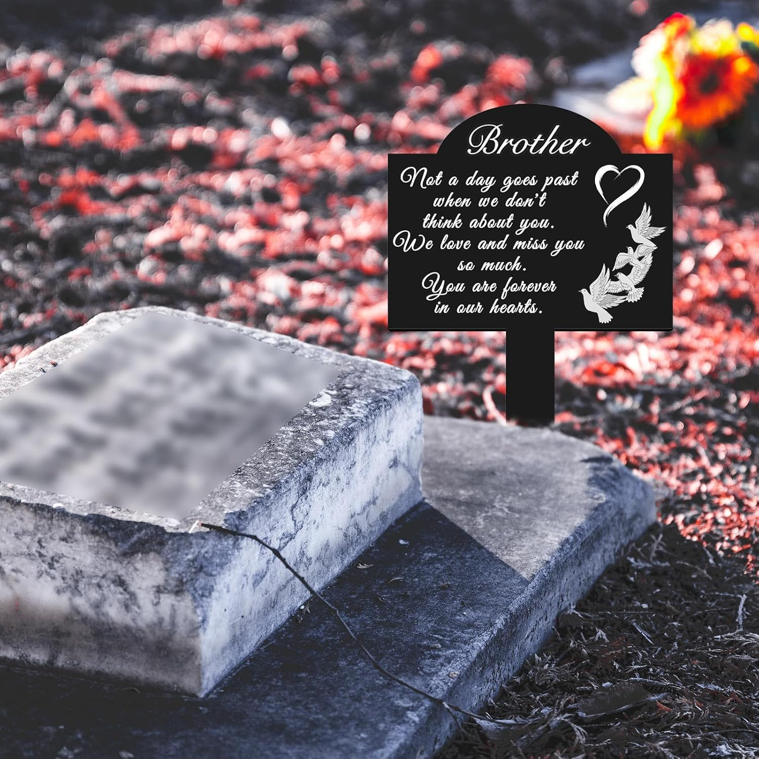 Memorial Grave Stake for – 13.8 × 7.9 Inch Metal Cemetery Decoration, Weatherpr