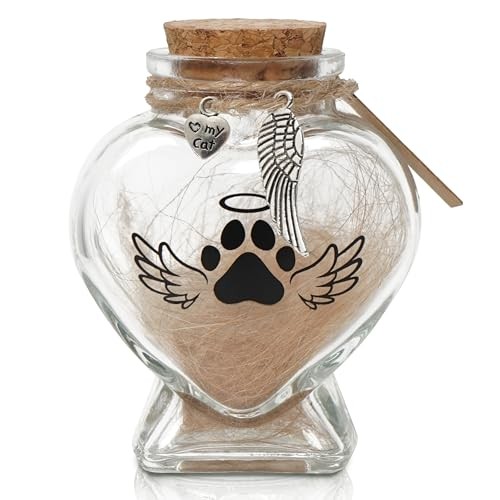 Heart-Shape Glass Jar & Bottle for Pet Memorial – Love My Cat