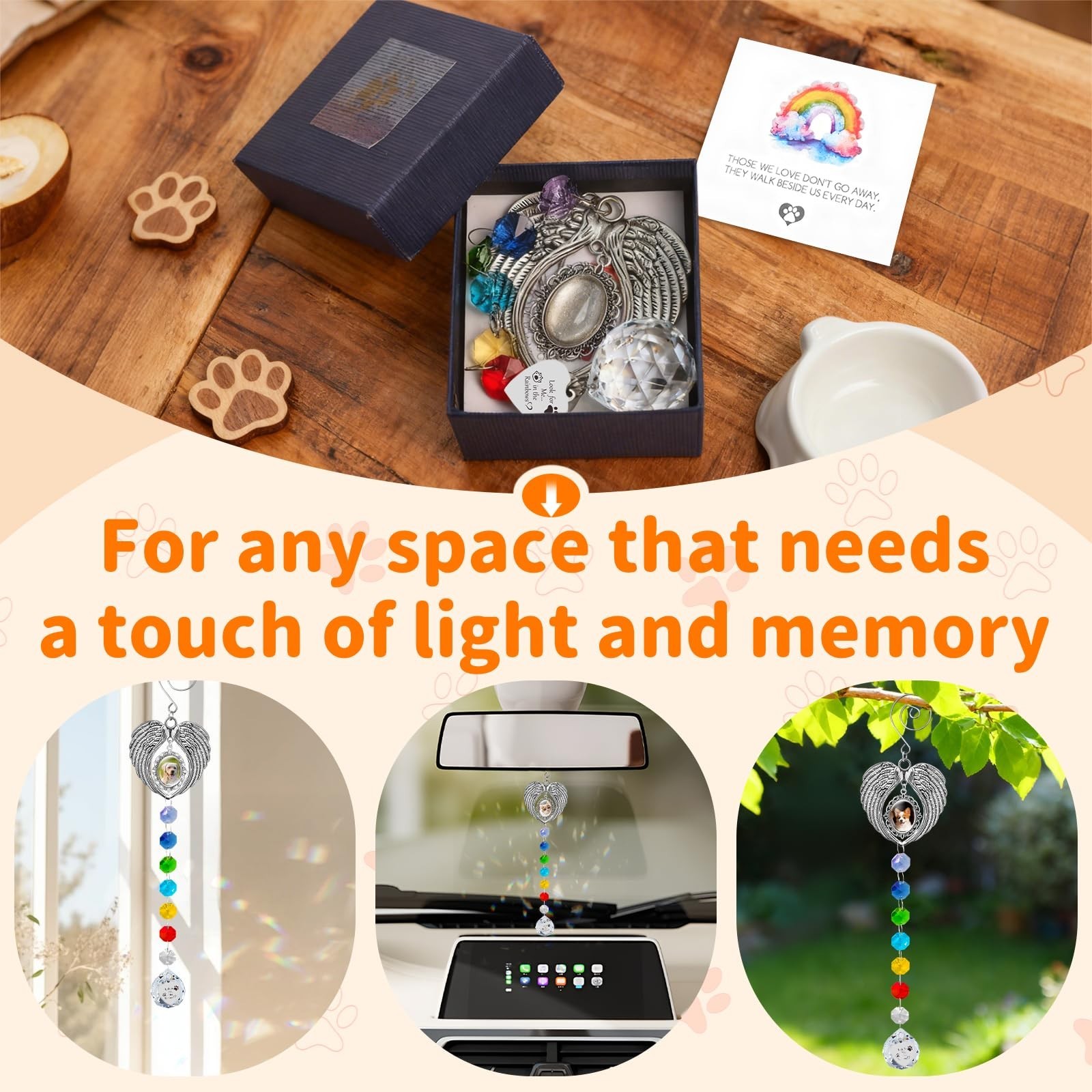 Pet Memorial Gifts for Dogs, Pet Memorial Suncatcher for Loss of Dog Cats Pas…