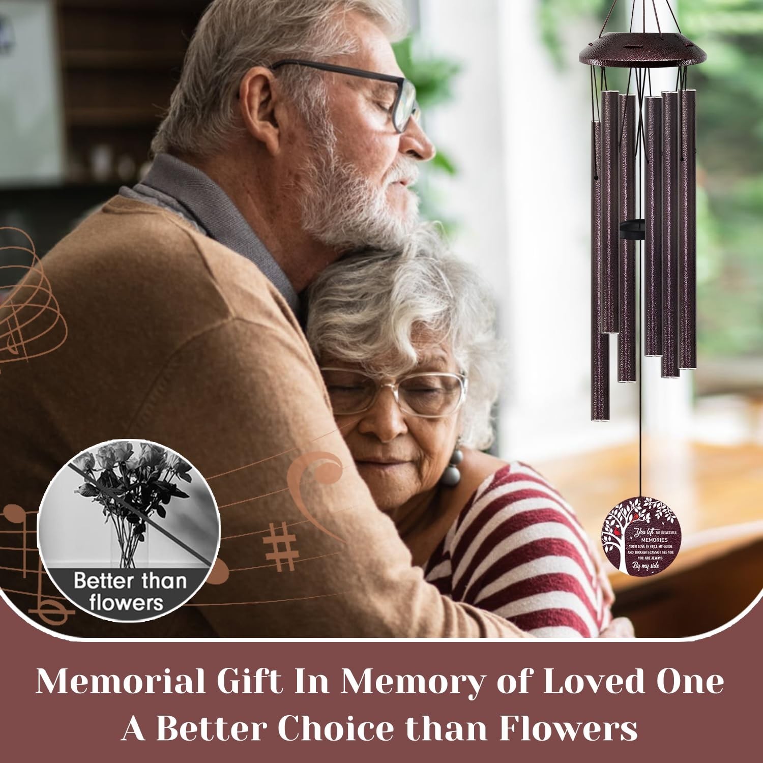 Memorial Gifts for Loss of Mom/Dad – 32″ Cardinal Sympathy Wind Chimes with T…