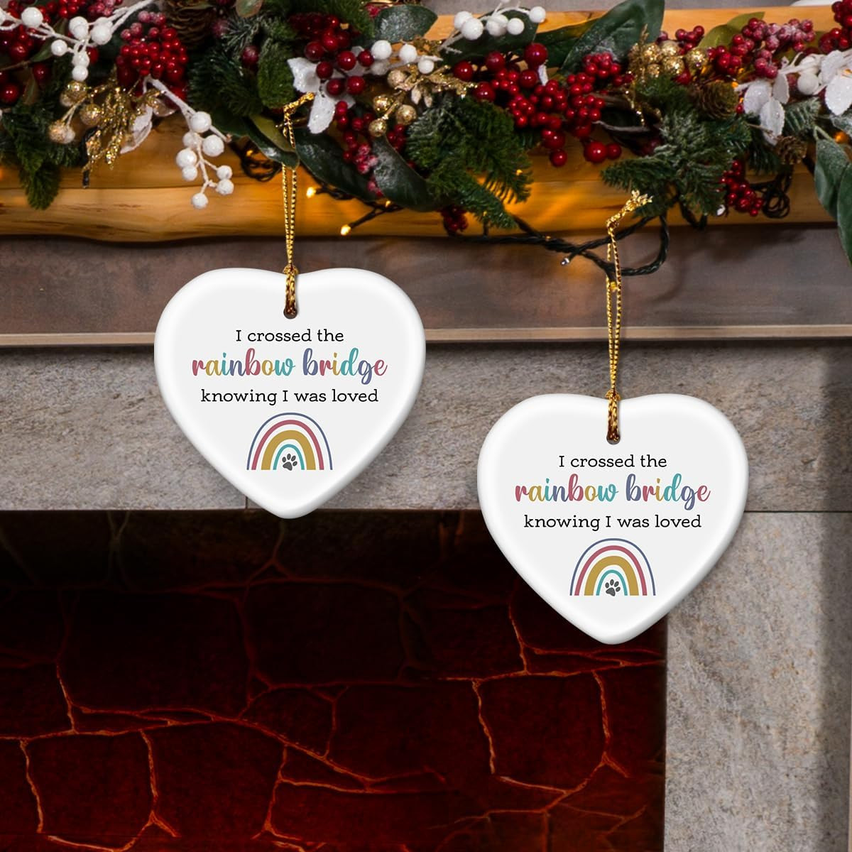 Rainbow Bridge Pet Memorial Ornaments, Cat/Dog Memorial Gifts for Loss of Dog –