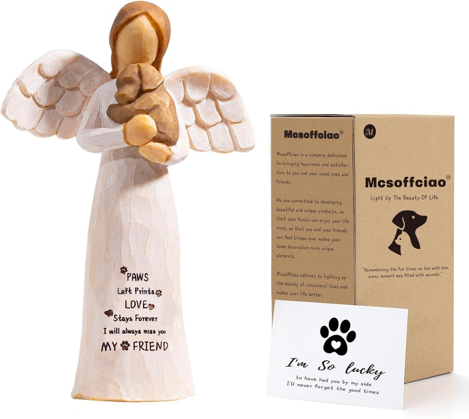 Hand Painted Dog Memorial Angel Figurine – Pet Loss Sympathy Gift