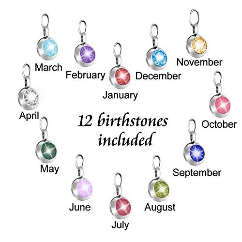Heart Urn Necklace for Ashes with 12 Birthstones Cremation Your wings-Silver