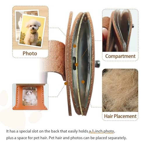 Pet Memorial Keychain,Dog Hair Keychain, Handmade Full Grain Sunset Orange