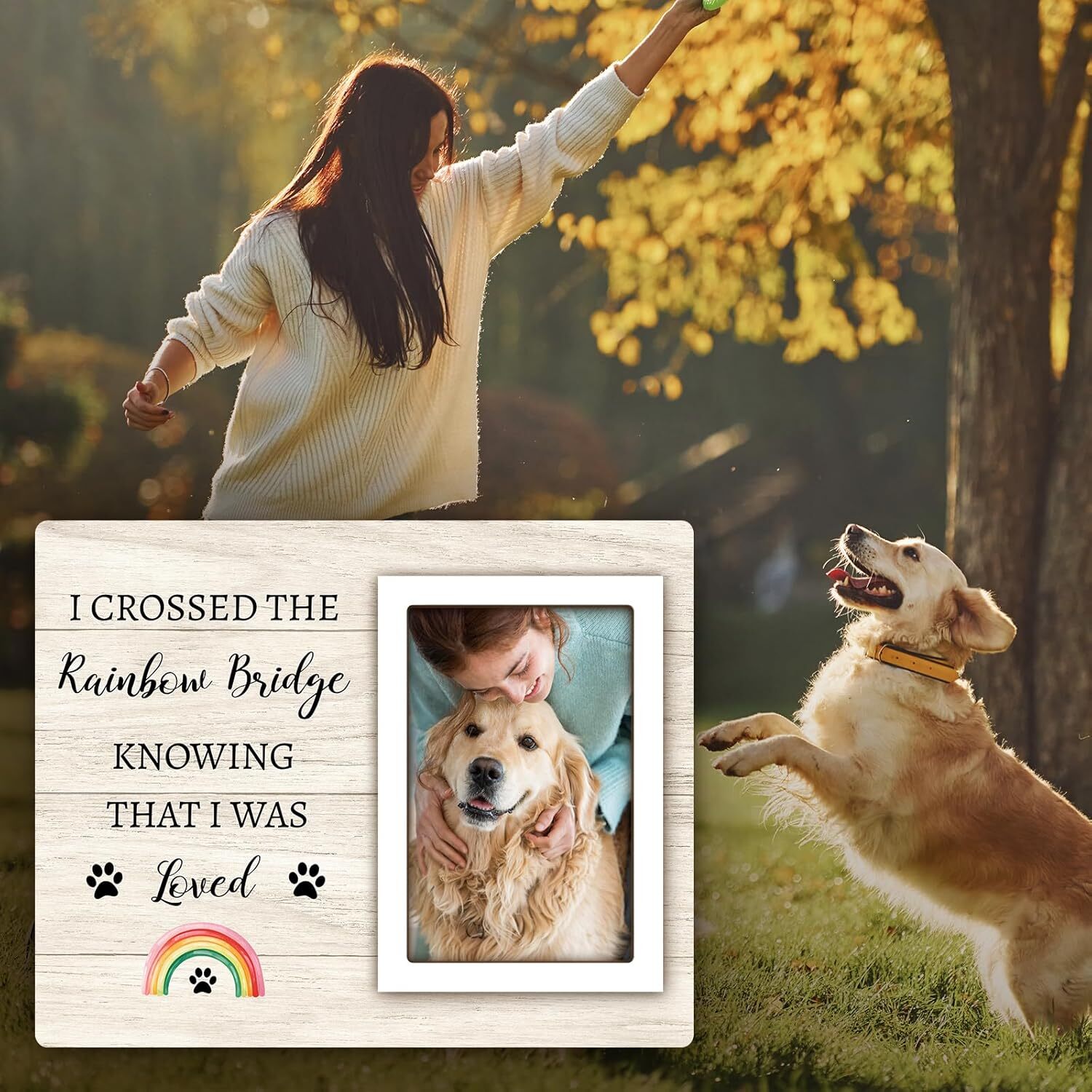 Rainbow Bridge Pet Memorial Gifts Picture Frame – Dog Memorial Gifts for Loss