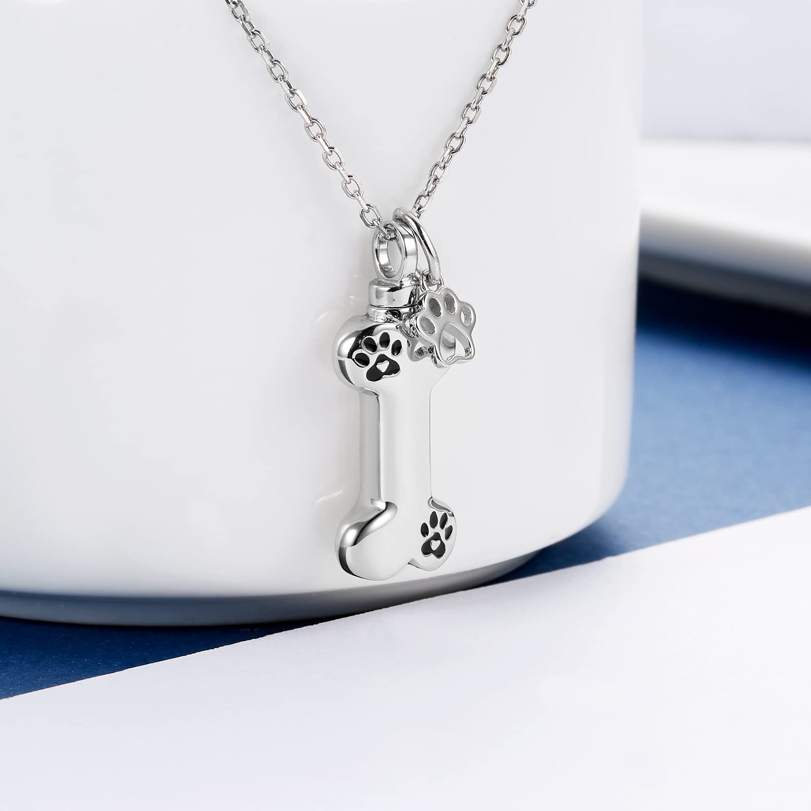 Dog Urn Necklace for Pet Ashes – Sterling Silver Pet fur Cremation Memorial K…