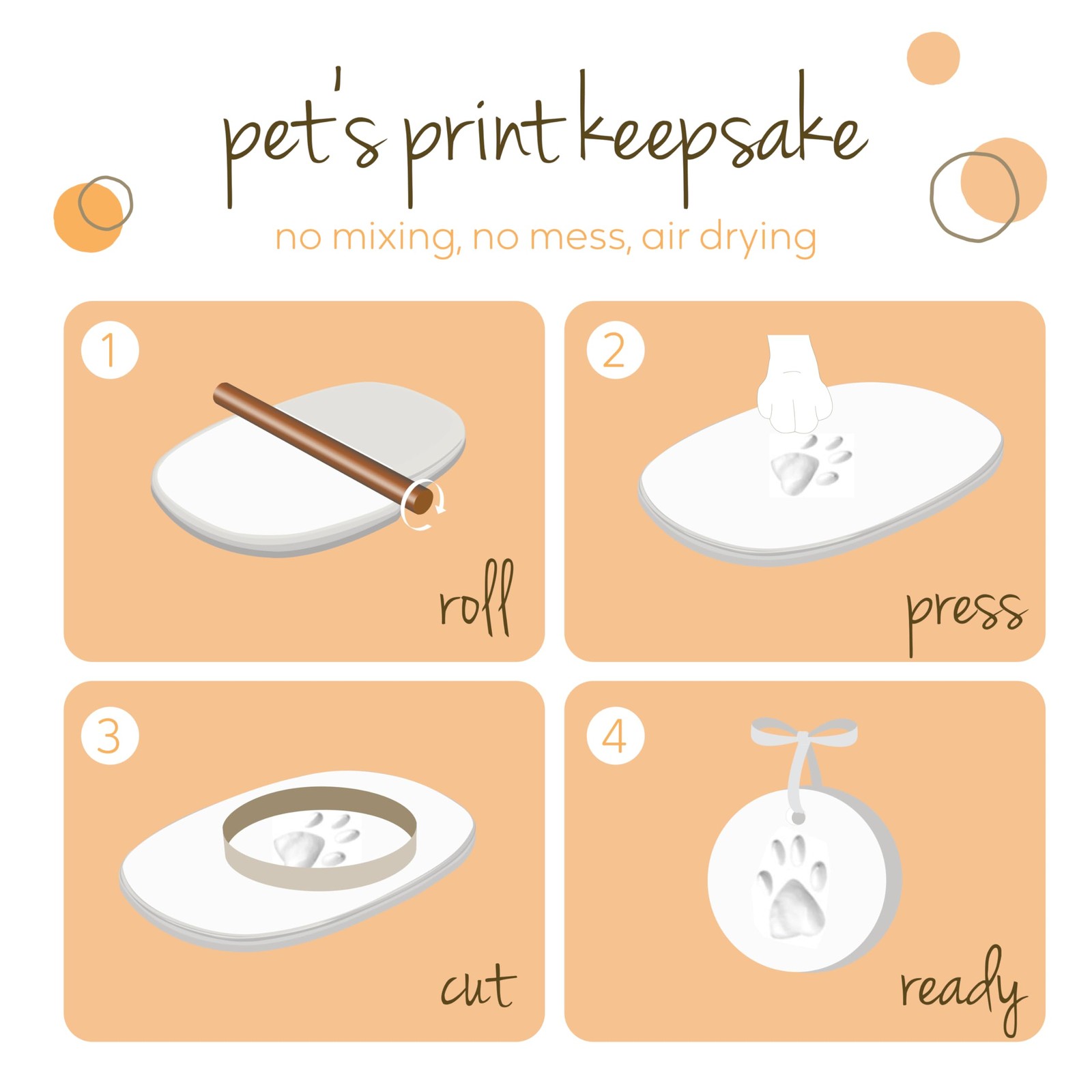 Tiny Ideas Paw Print Keepsake Impression Kit No Mess Pet Clay Paw Print Mold