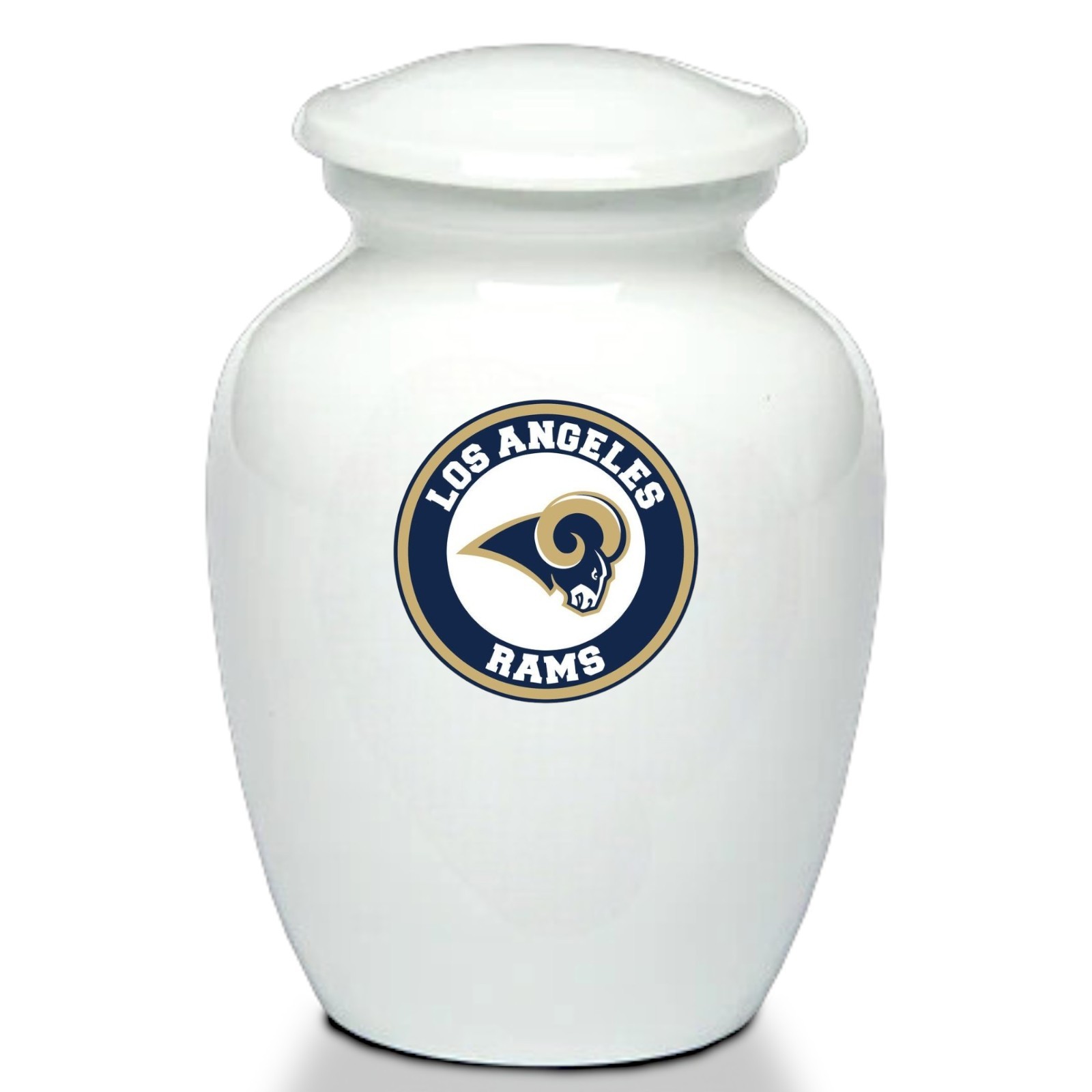 Los Angeles Football Style Cremation Urn Adult Ashes White Metal Urns (8 Inch)