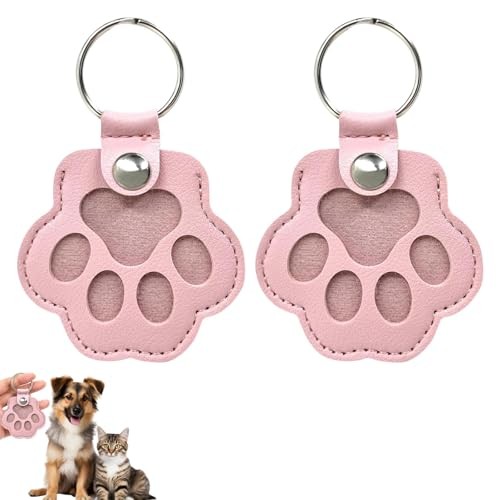 Pet Memorial Gifts for Cat Dog Cute Leather Paw Keychain Pet Hair Keepsake Pink