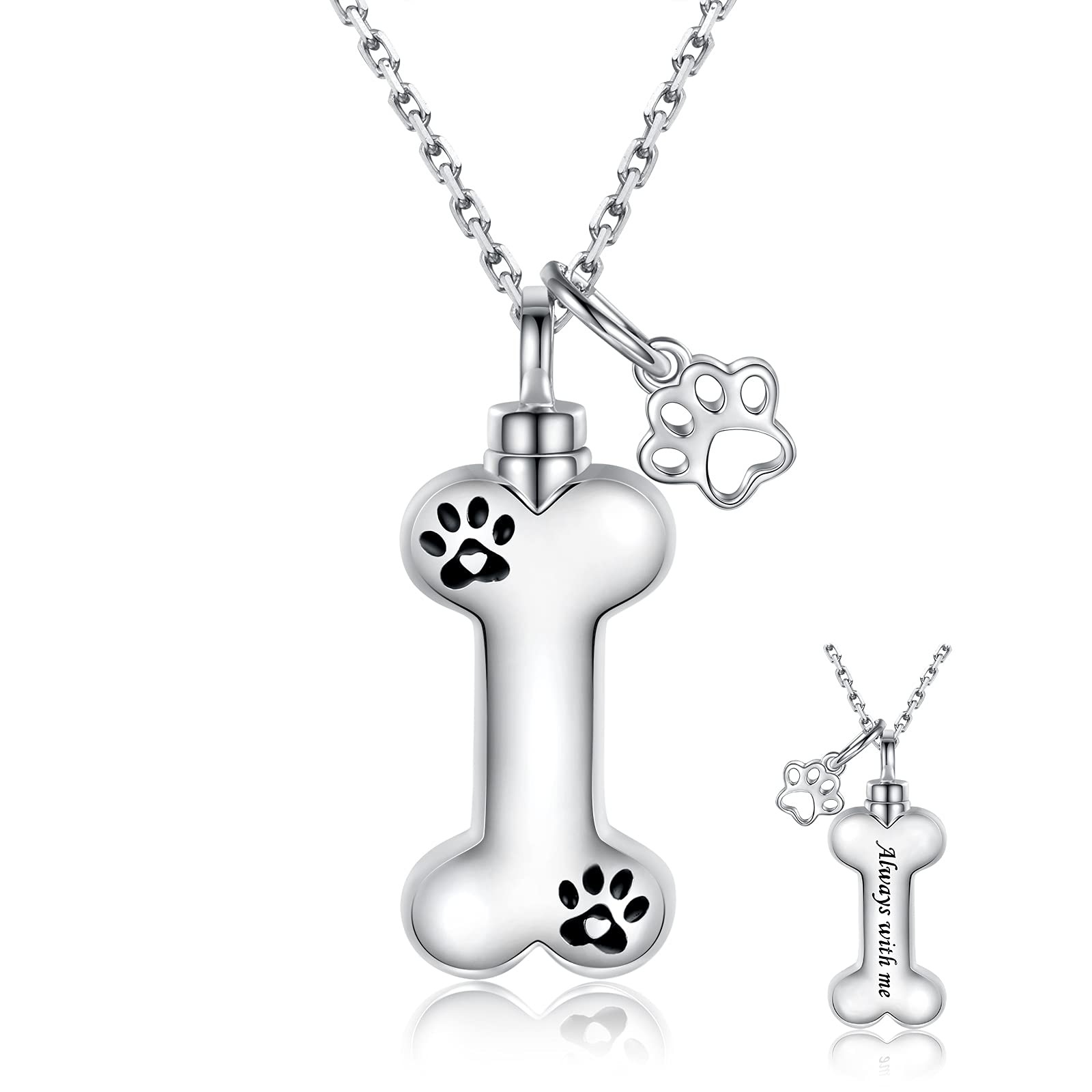 Dog Urn Necklace for Pet Ashes – Sterling Silver Pet fur Cremation Memorial K…