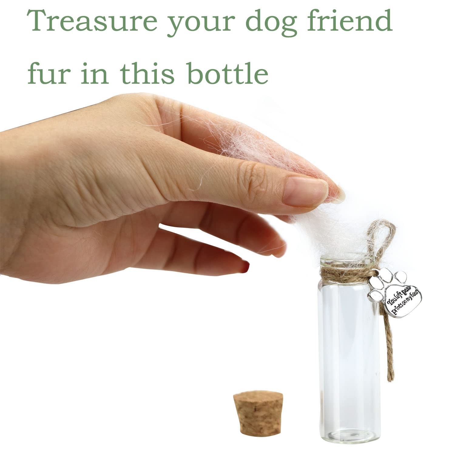 Pet Hair Memorial Bottle, Glass Vial for Ashes Or Hair Dog Or Cat Keepsake Gift