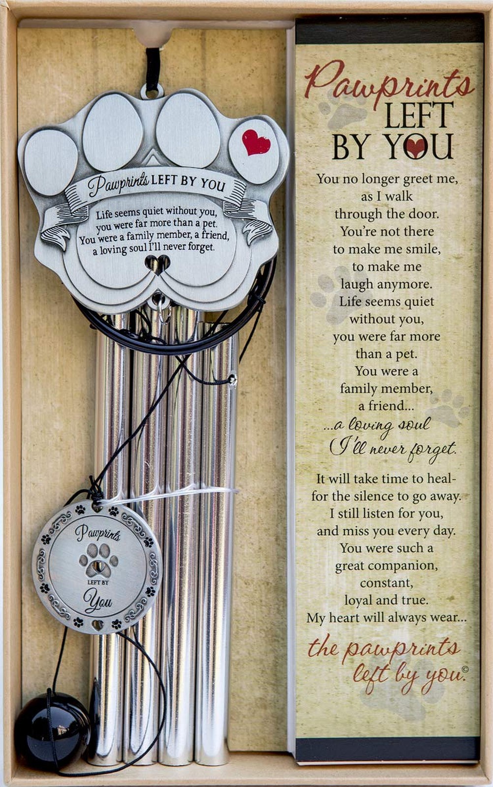 Pet Memorial Wind Chime – 18″ Metal Casted Pawprint Wind Chime – A Beautiful …