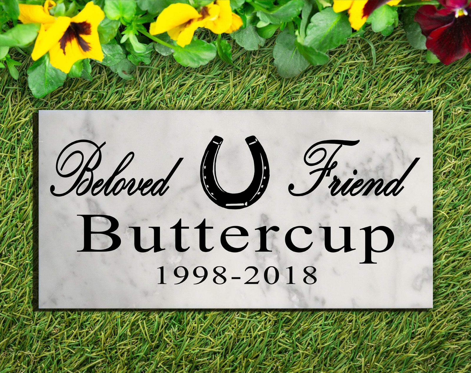 Horse Memorial Stone Equine Horseshoe Personalized Garden Marker Grave Marker fo