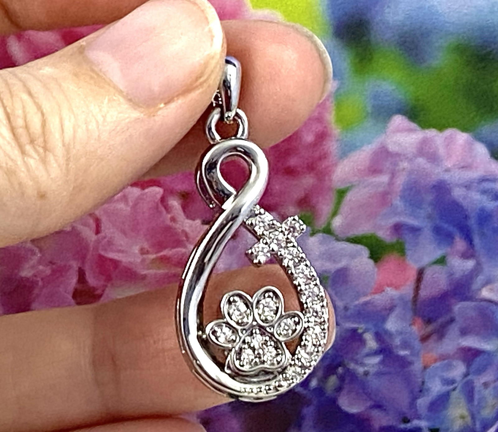 Pet Cremation Jewelry Necklace Pendant Urn Holds Ash Paw Print Dog Cat Infinity