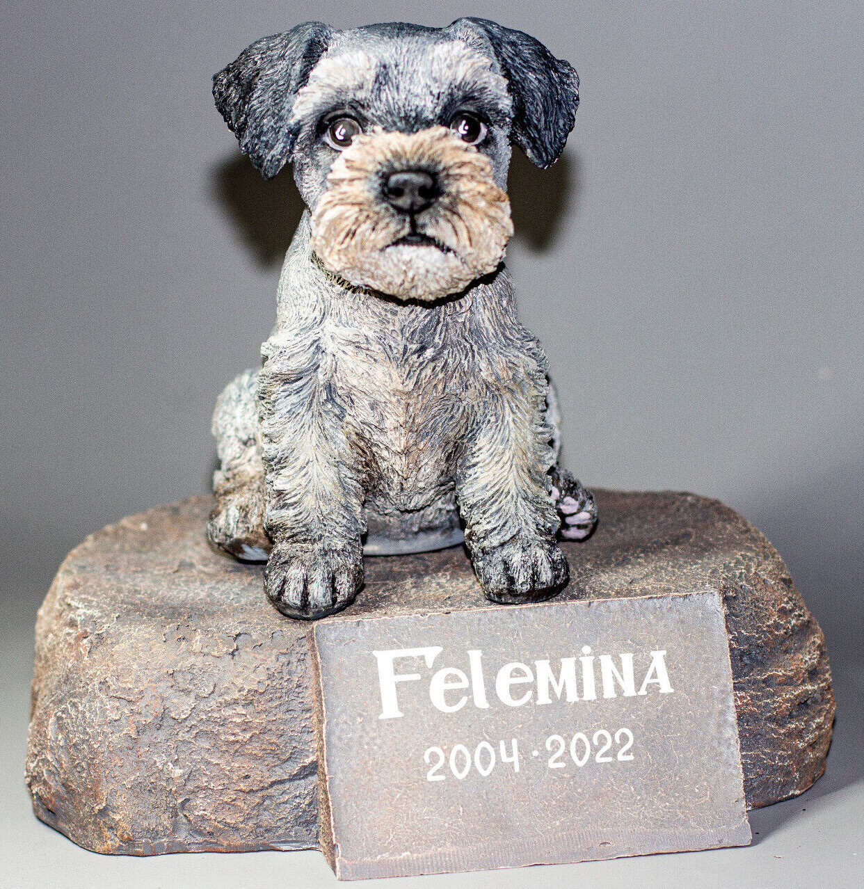 Schnauzer Urn Dog Ashes Unique Memorial Stone Plaque Pet Grave Statue Keepsake