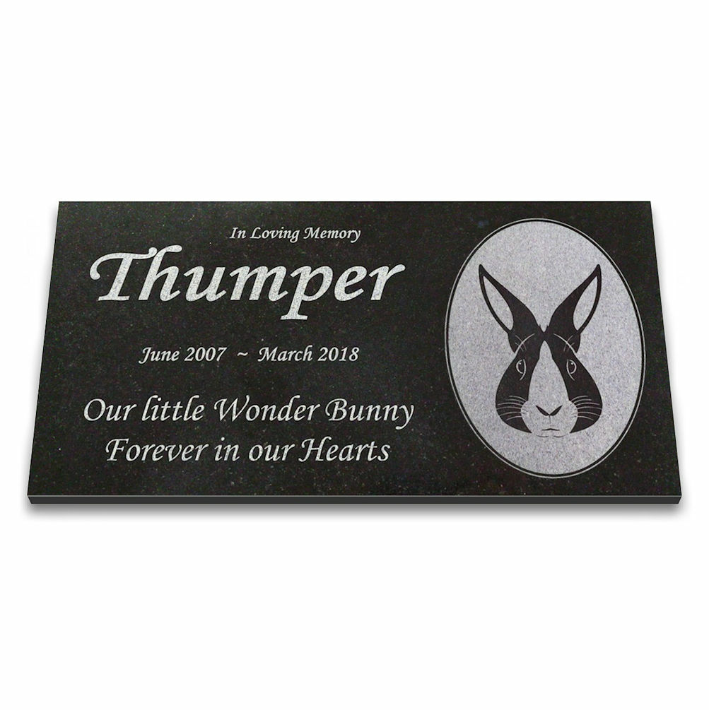 Personalized Pet Rabbit Memorial – Granite Pet Memorial – 6×12 – Thumper