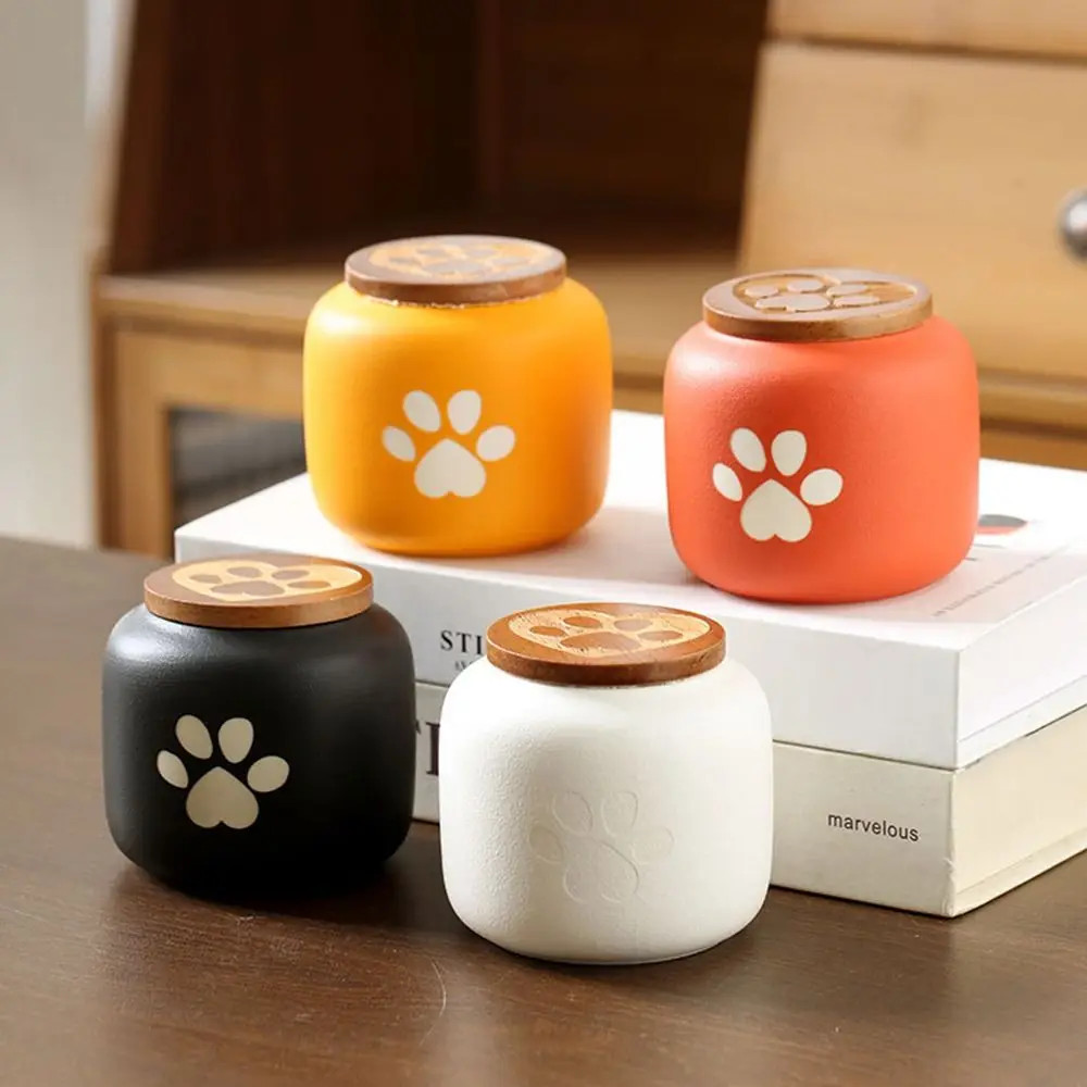 Cute Ceramic Pet Urn Memorial Ashes Box with Lid Moisture Proof