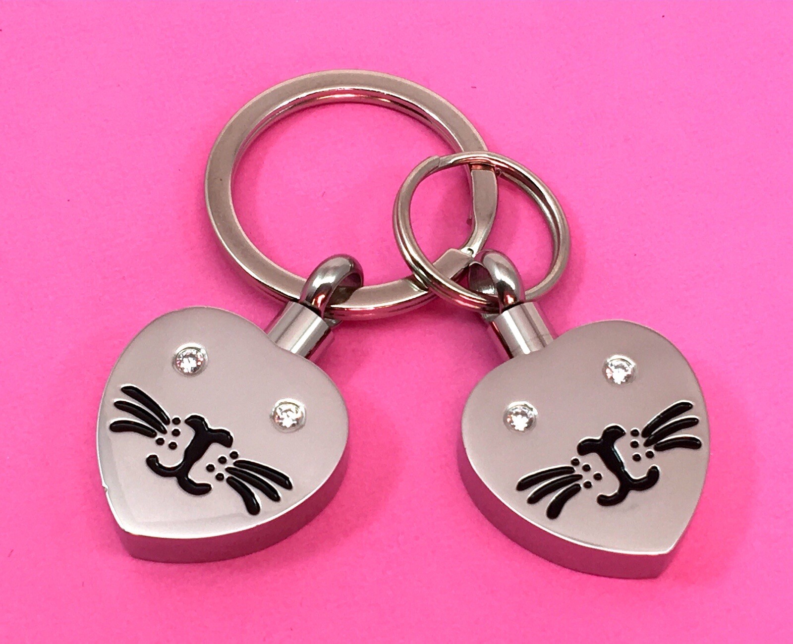 Cat Face Cremation Necklace Jewelry Pendant Urn Holds Ashes Kitty Crystal Eyes