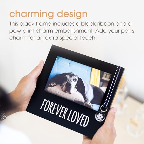 Pearhead Pet Memorial Picture Frame Forever Loved Dog Remembrance Keepsake Black