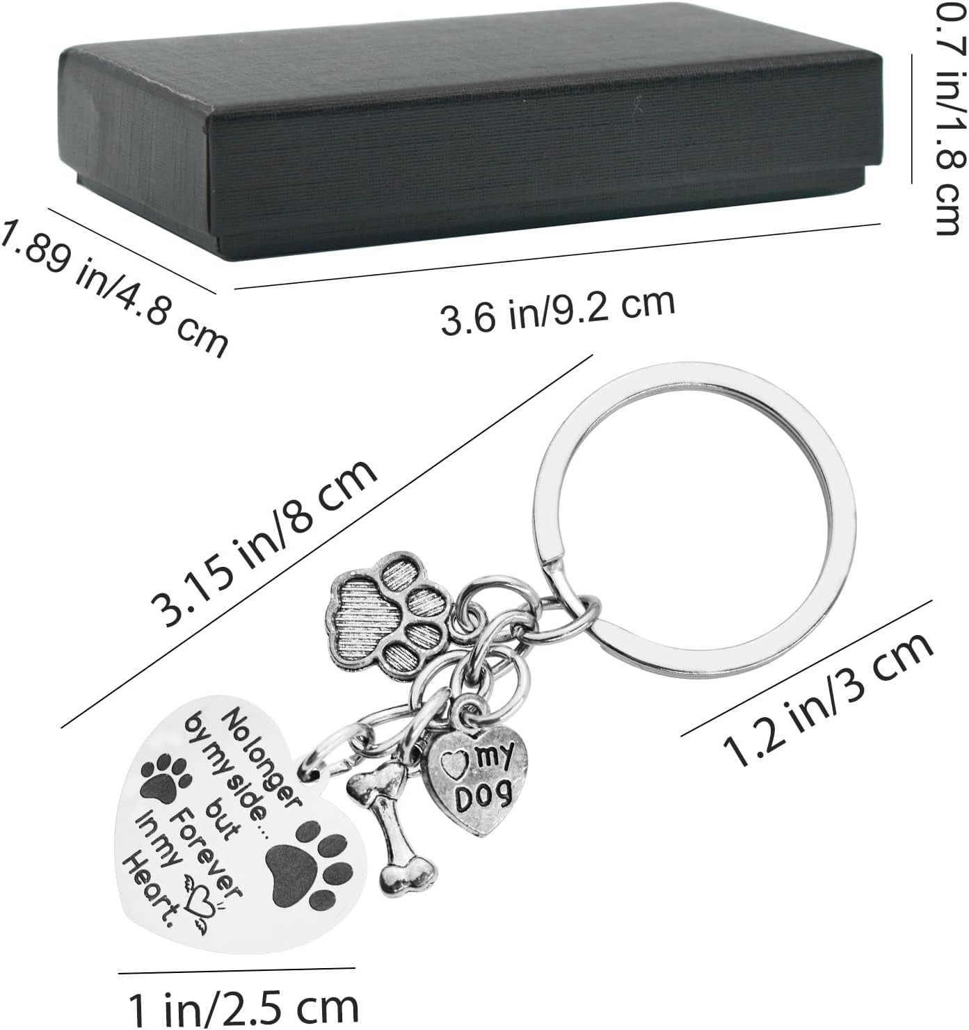 Dog Memorial Keychain Pet Memorial Gifts No Longer by My Side Forever