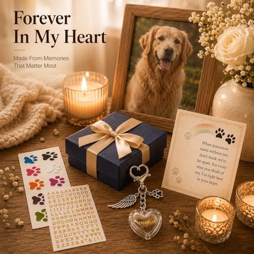 Pet Fur Keepsake Memorial Locket – Clear Heart for Dog Cat Fur or Photo