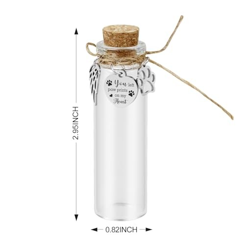 Pet Hair Memorial Glass Bottle – Vial for Ashes Or Dog – 1pcs Glass Bottle