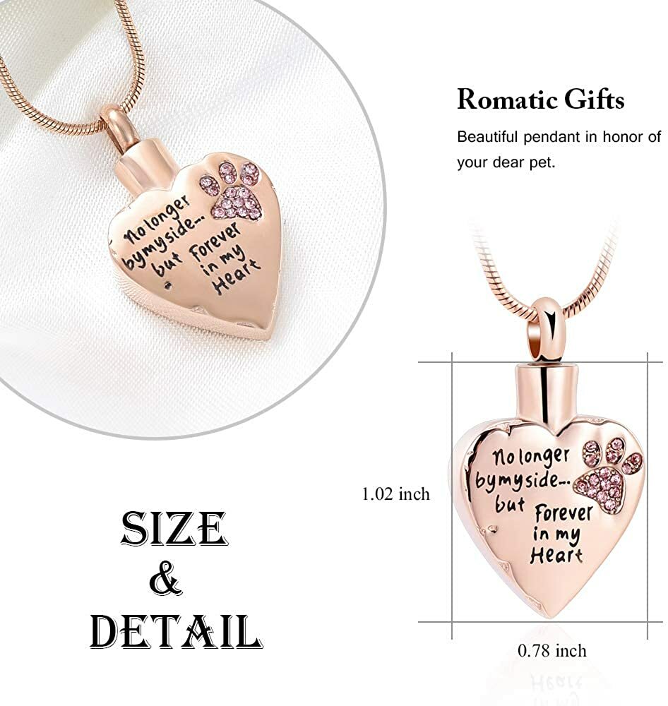 Pet Love Memorial Pendant Chain Dog Paw/ Cat Paw Carved Locket Cremation Jewelry