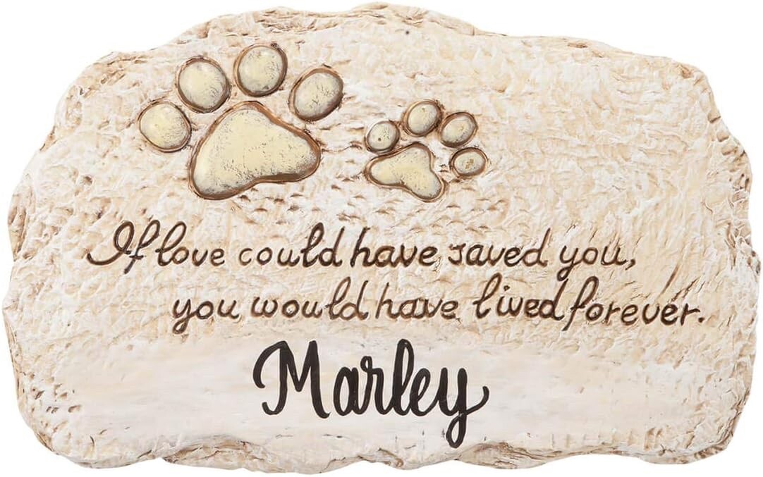 Pet Memorial Cemetery Stepping Stone PERSONALIZED Dog Cat Paw Print Grave Marker